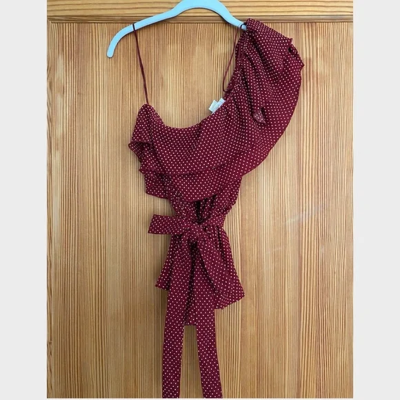 ANTHROPOLOGIE One Shoulder Tie-Waist Peplum Top - Picture 8 of 8